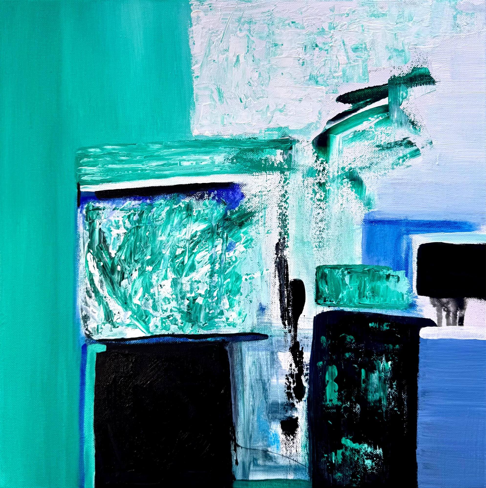 Turquoise abstract painting