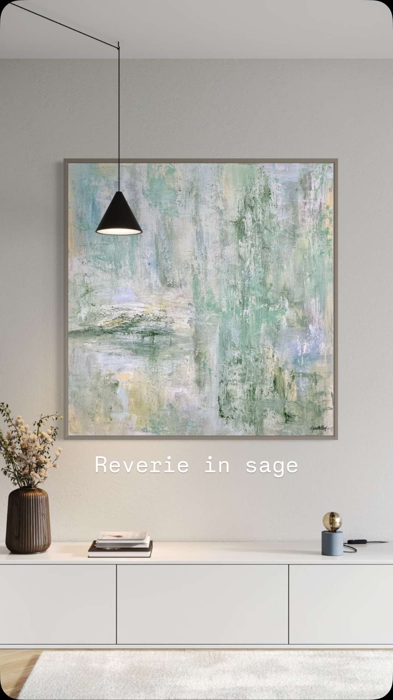 Instagram preview of a framed artwork styled in an interior corner